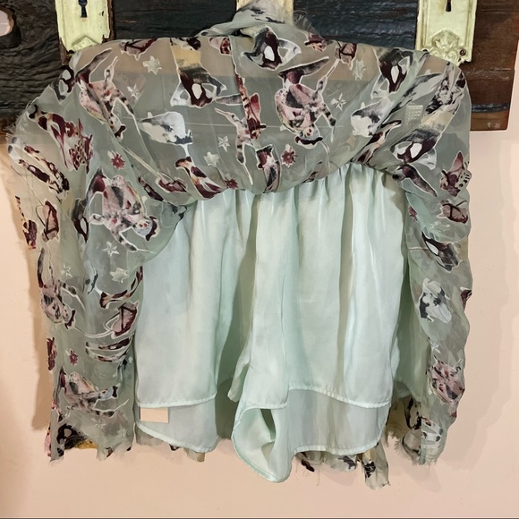 Diesel Mint Green Abstract Cowboy Print Sheer Mini Skort Size 29 - Picture 14 of 16